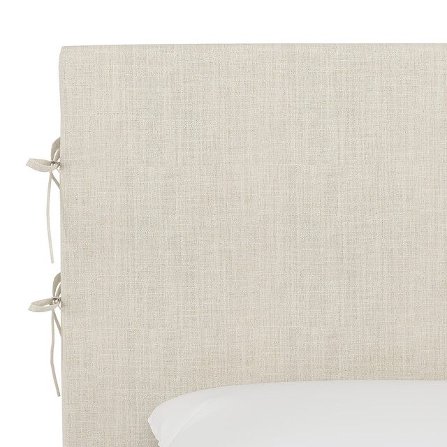 Bern Slipcover Headboard With Ties, Linen Talc, Twin - Transitional ...