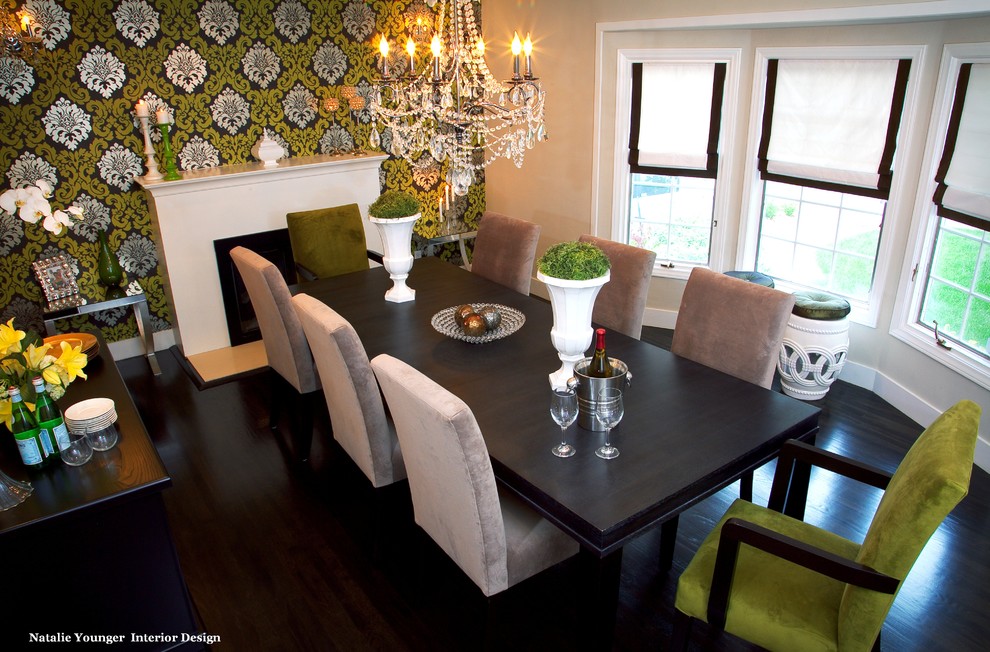 Transitional dining room in Los Angeles.