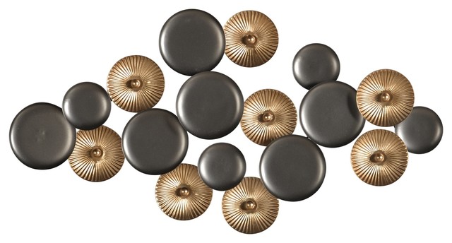 Metal Wall Decor With Circle Cluster Black Gold Contemporary