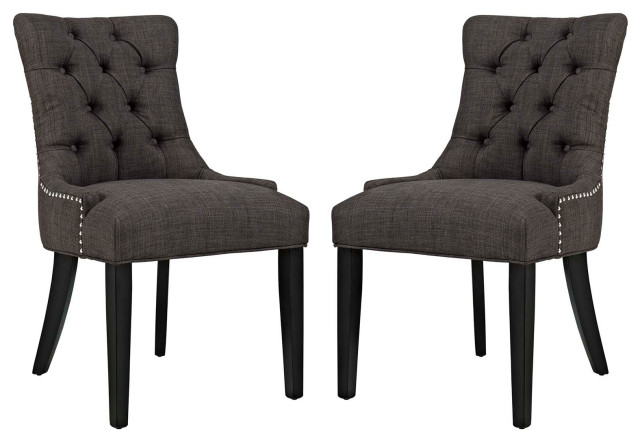 Regent Parsons Dining Side Chairs Upholstered Fabric Set of 2, Brown