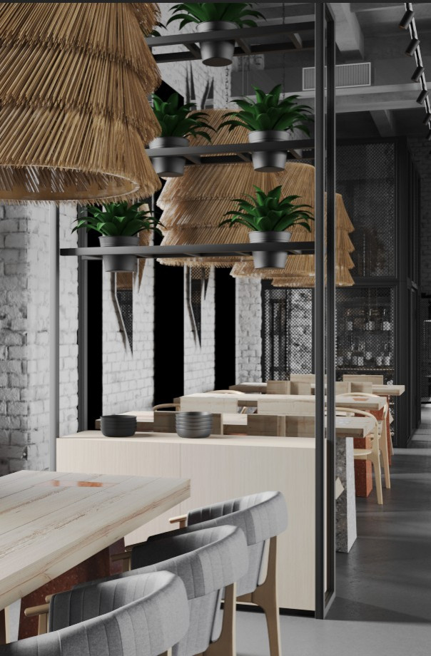 Визуализация Ресторан. Работа выполнена в 3dmax + Corona Render