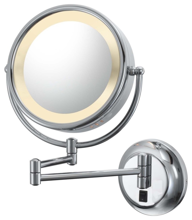 Aptations Chrome Hardwired Swing Arm Lighted Vanity Mirror