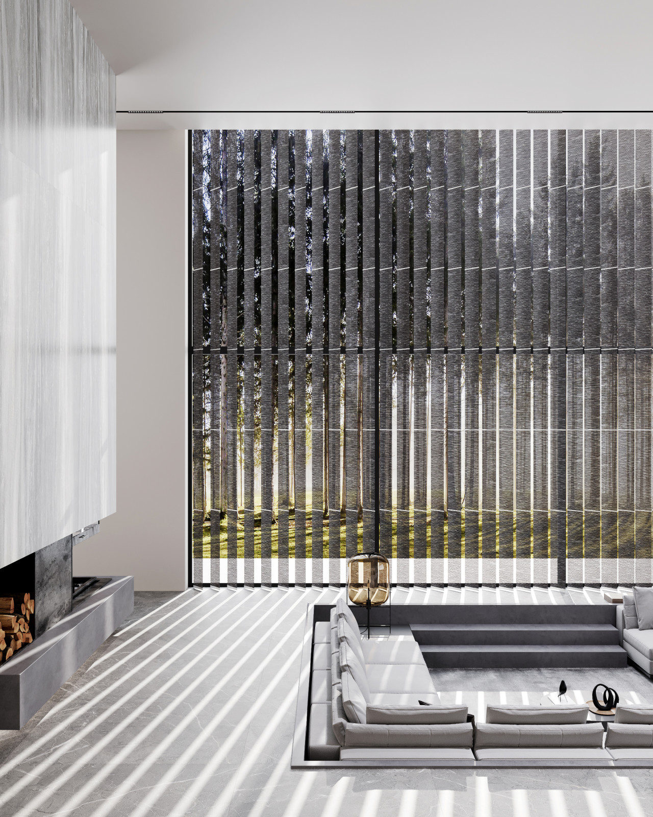 Зона отдыха с кинотеатром и камином