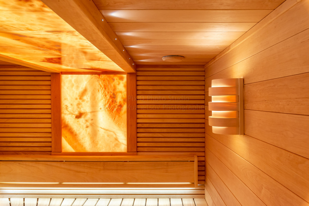 Сауна с ониксом и электропечью HARVIA