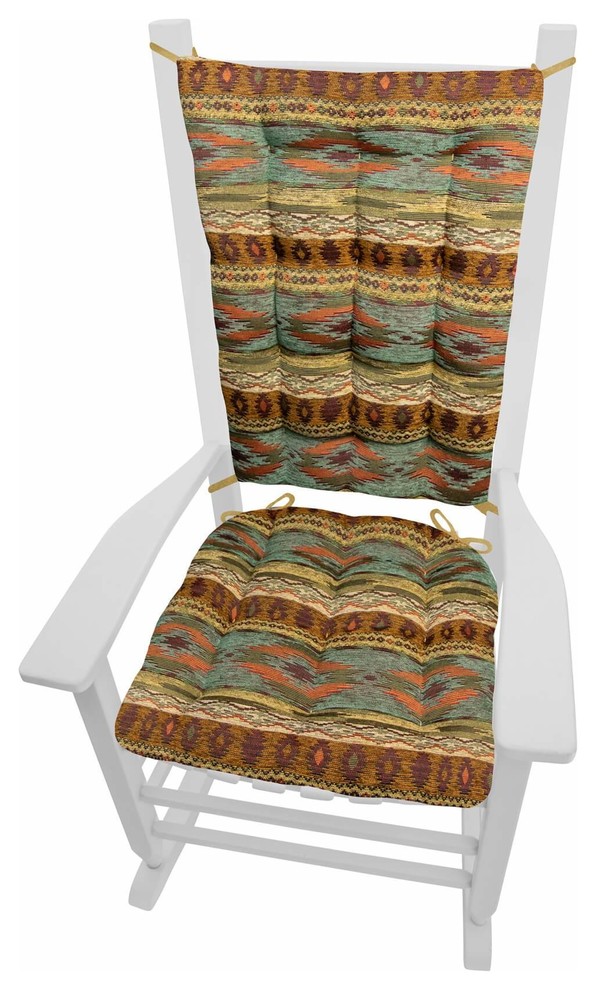 Southwest Tucson Desert Rocking Chair Cushions, Latex Foam Fill Southwestern Seat Cushions