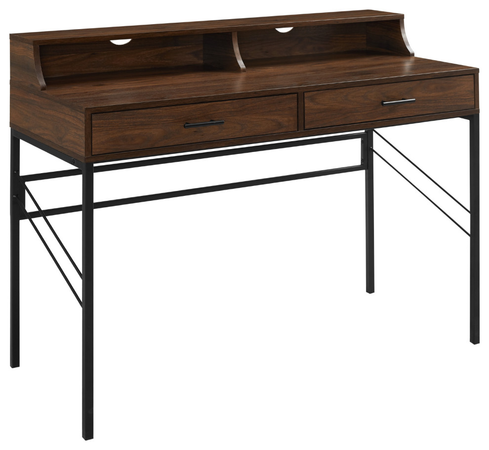 44" 2Drawer Desk With Hutch Industrial Desks And Hutches by