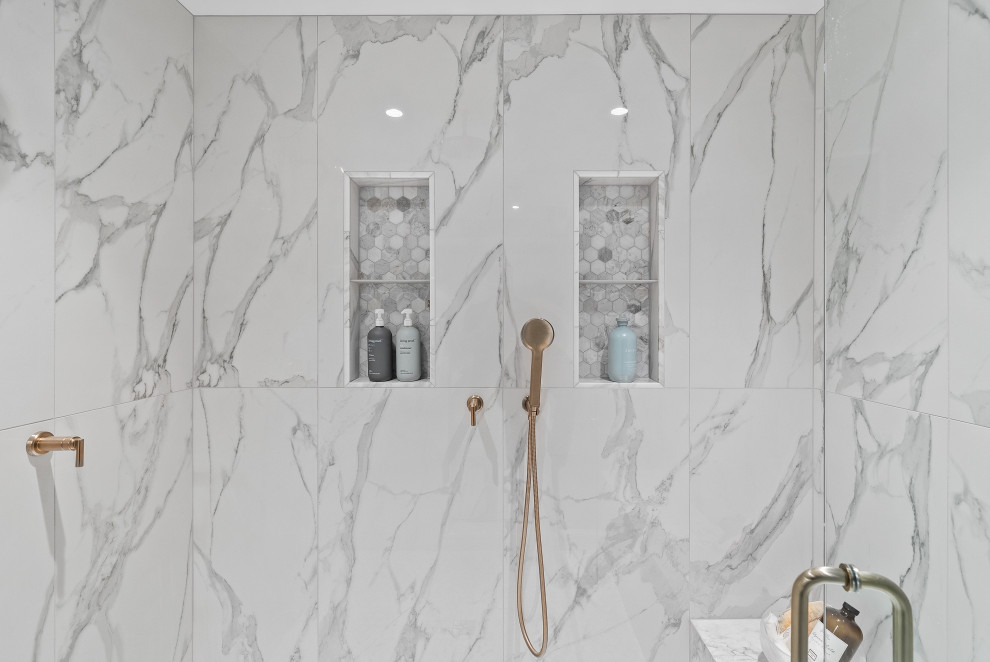 Custom Marble Shower Niches & Built-In Bench
