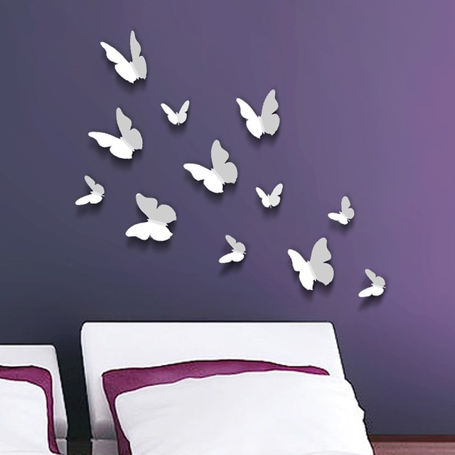 Walplus 3D Butterfly Wall Sticker, White Contemporary Wall Decals