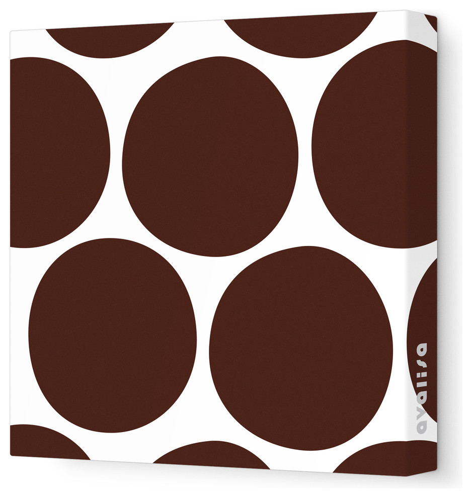 Pattern - Big Dots Stretched Wall Art, 12" x 12", Brown