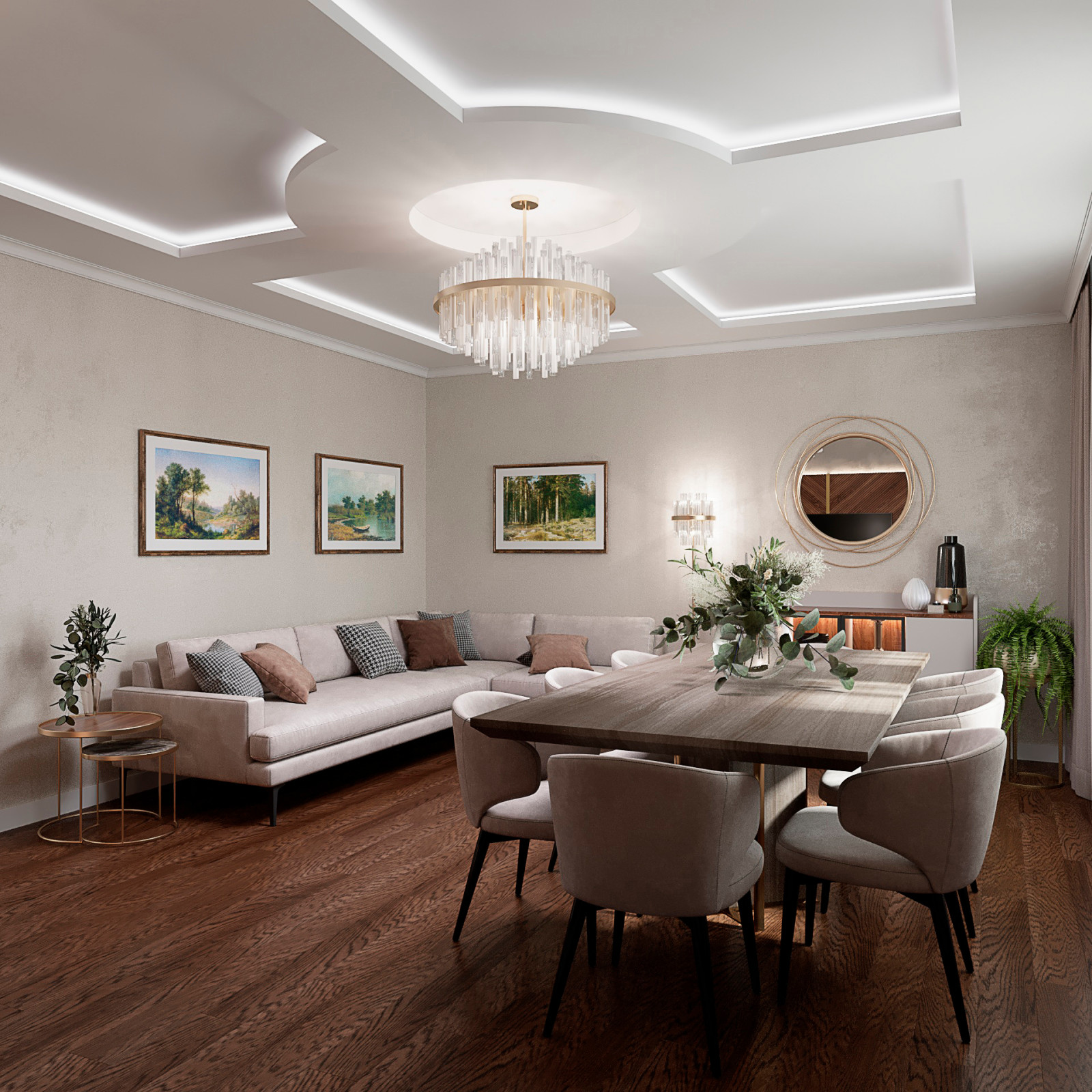 2023г. Интерьер частного дома 350 м2 в г. Новосибирск