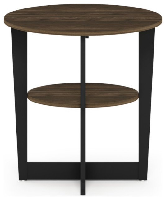 Furinno Jaya Oval End Table, Columbia Walnut/Black Industrial Side