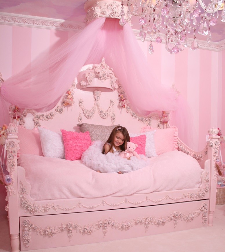 This is an example of a traditional kids' bedroom for girls in Boston.
