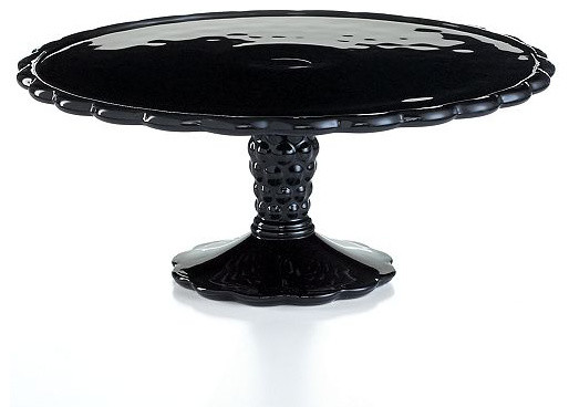 Martha Stewart Collection Black Glass Optic Cake Stand