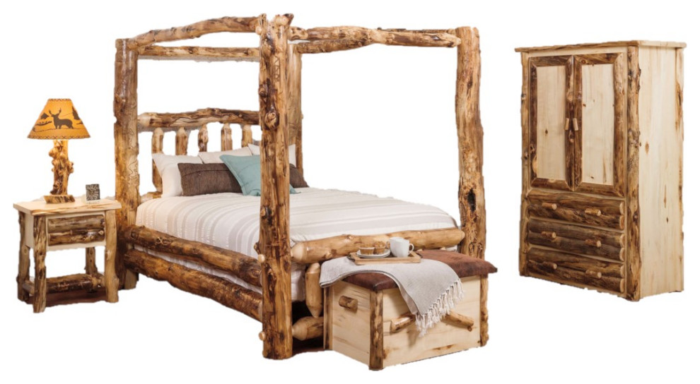 Rustic Aspen Log Bedroom Set, King - Rustic - Bedroom Furniture Sets ...