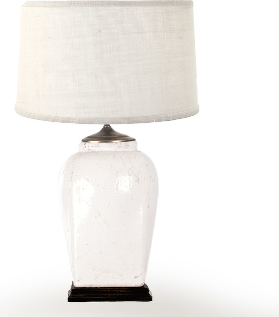 White Pottery Table Lamp Distressed