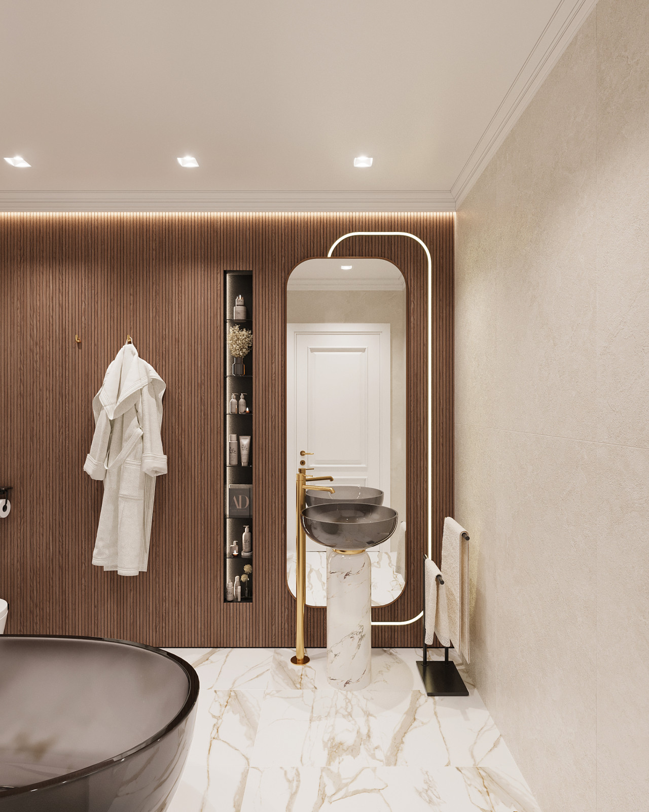 Маленький и модный совмещенный санузел