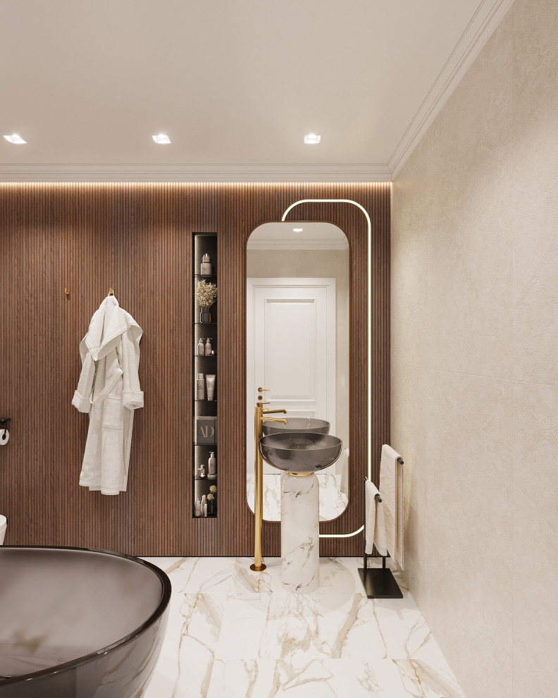 Маленький и модный совмещенный санузел