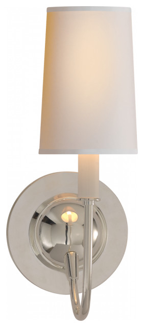 Elkins Wall Sconce, 1-Light, Polished Silver, Natural Paper Shade, 12.75"H
