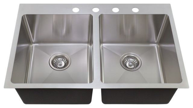 MR Direct T3120D Topmount Double Bowl 3/4-Inch Radius Kitchen Sink, Sink Only