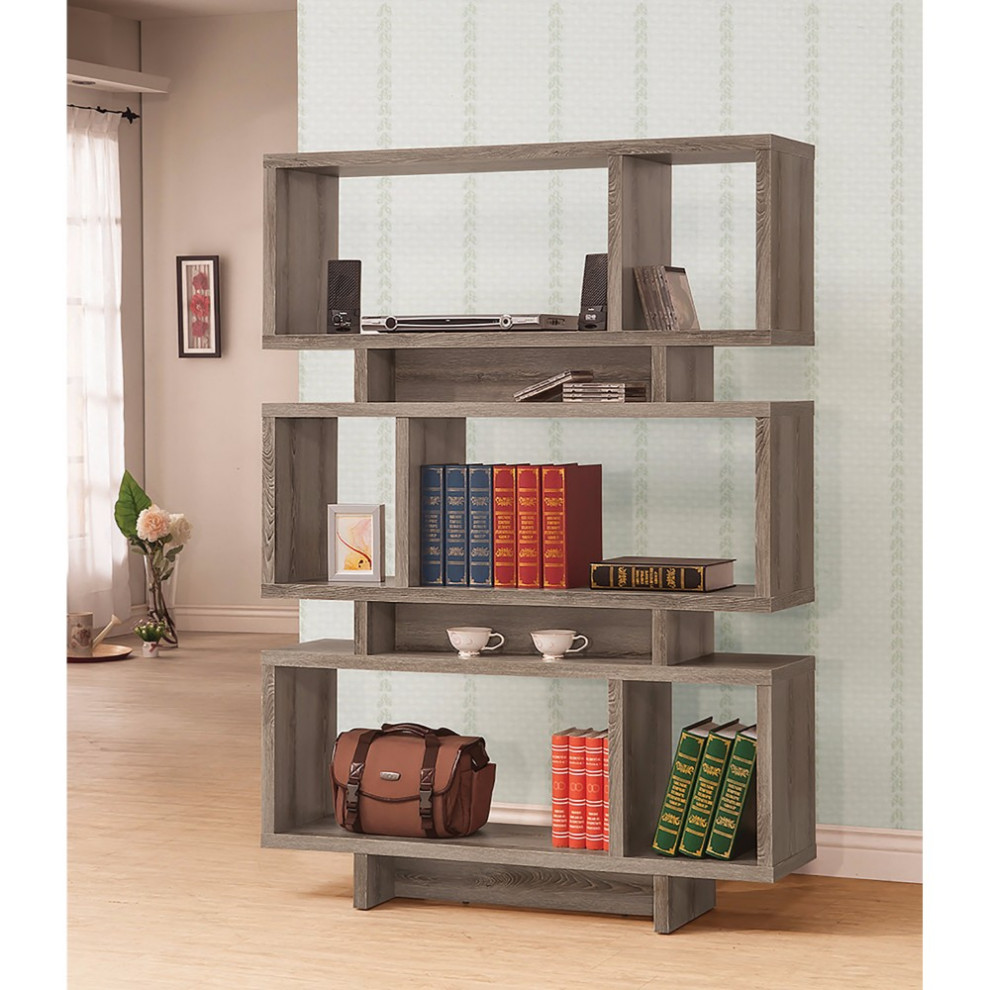 Well Made Contemporary Open Bookcase, Gray