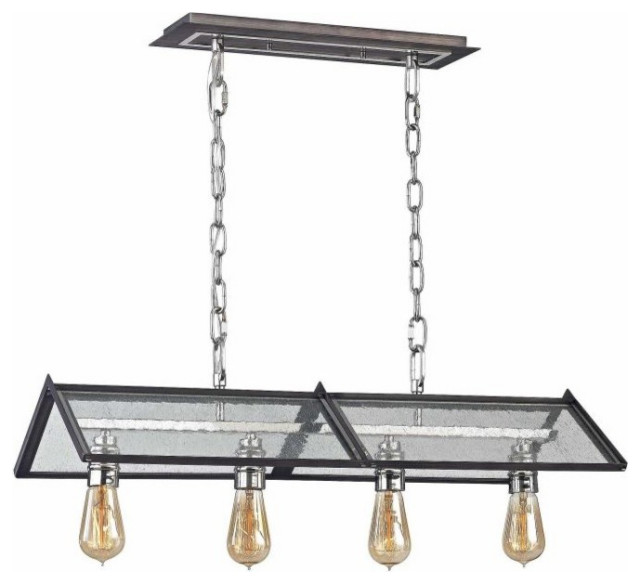 Ridgeview 4 Light Chandelier, Weathered Zinc With Polished Nickel Accents