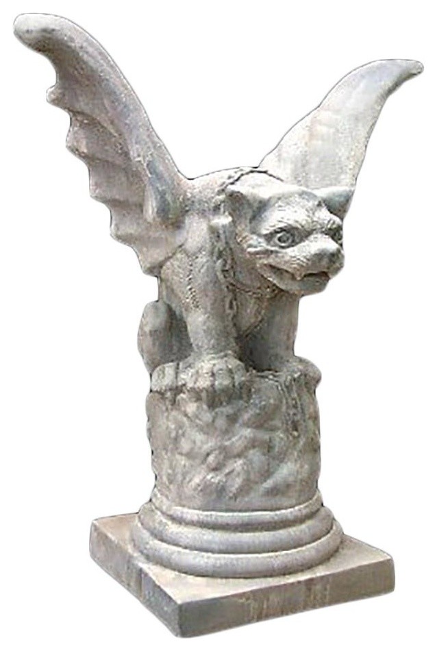 Castle Gate Gargoyle Ped 31, Gargoyle Statue Traditional Garden
