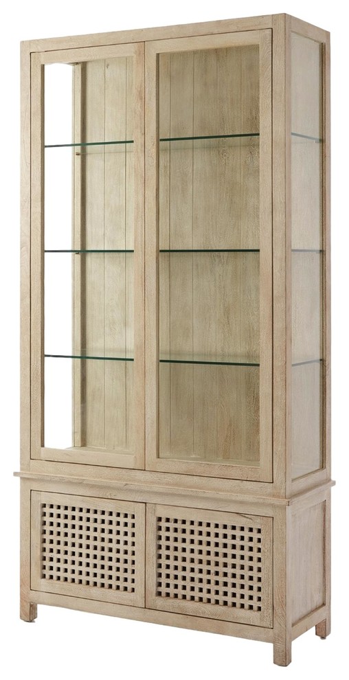 Minimalist Light Wood Display Case, Modern Contemporary Coastal