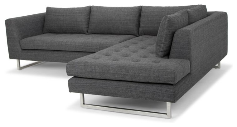 104 8 L Scott Sofa Sectional Raf Button Tufted Tweed Brushed
