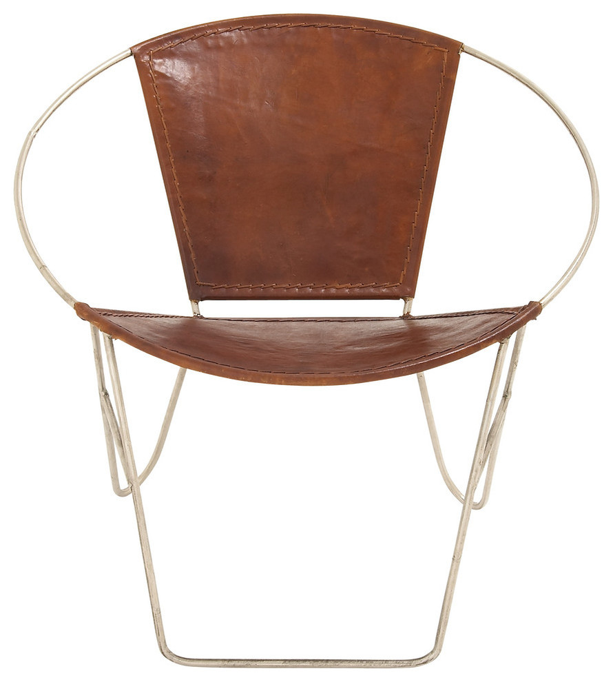 metal real leather chair cognac