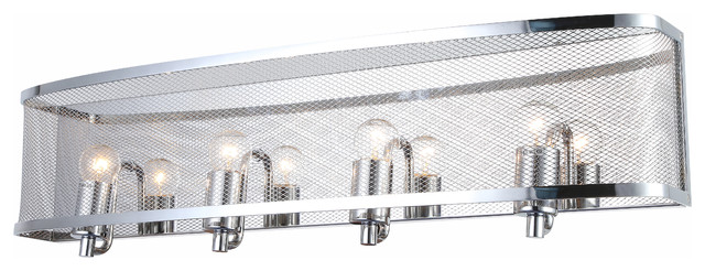 4-Light Metal Mesh Shade Wall Sconce In Chrome Frame