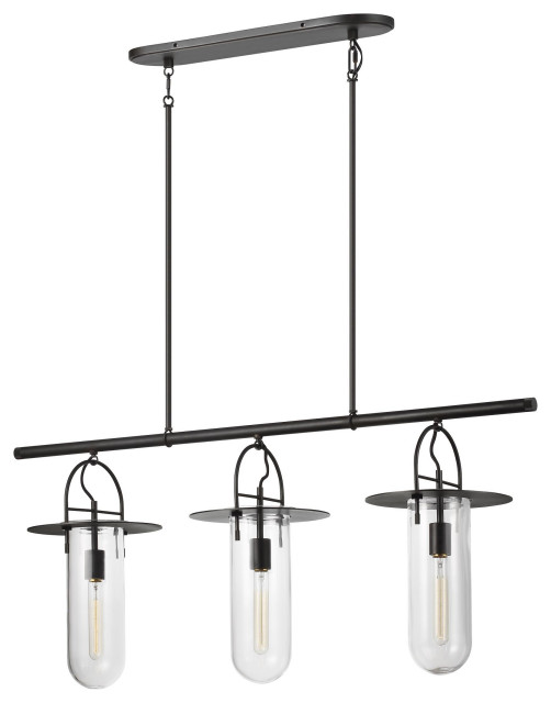 Nuance Linear Chandelier, Aged Iron