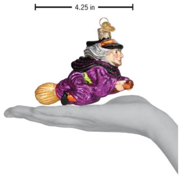 Old World Christmas Witch On Broomstick Blown Glass Holiday Ornament ...