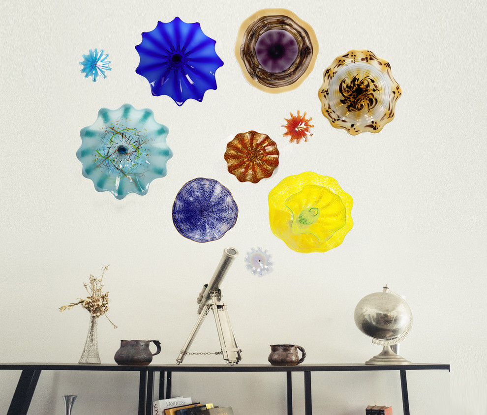 Art Glass Wall Plate Arrangement Viz Art Glass Plates