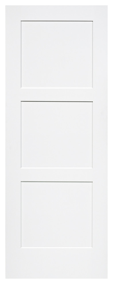 3-Panel Kimberly Bay Door, Interior Slab Shaker, White, 80"x24"x1.375"