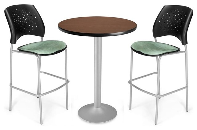 30 in. Round Cafe Table w 2 Chairs - 3-Pc Set