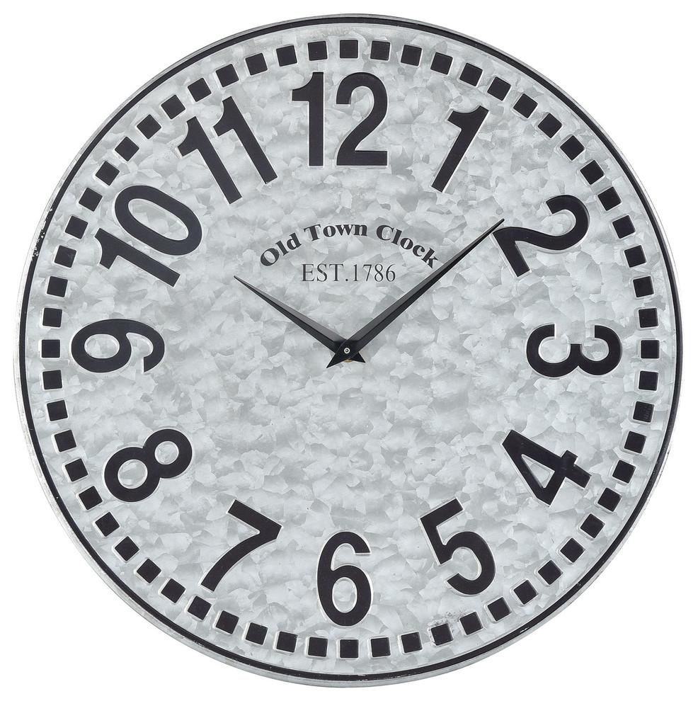 West Silver Wall Clock in Galvanized Steel Contemporary Wall Clocks