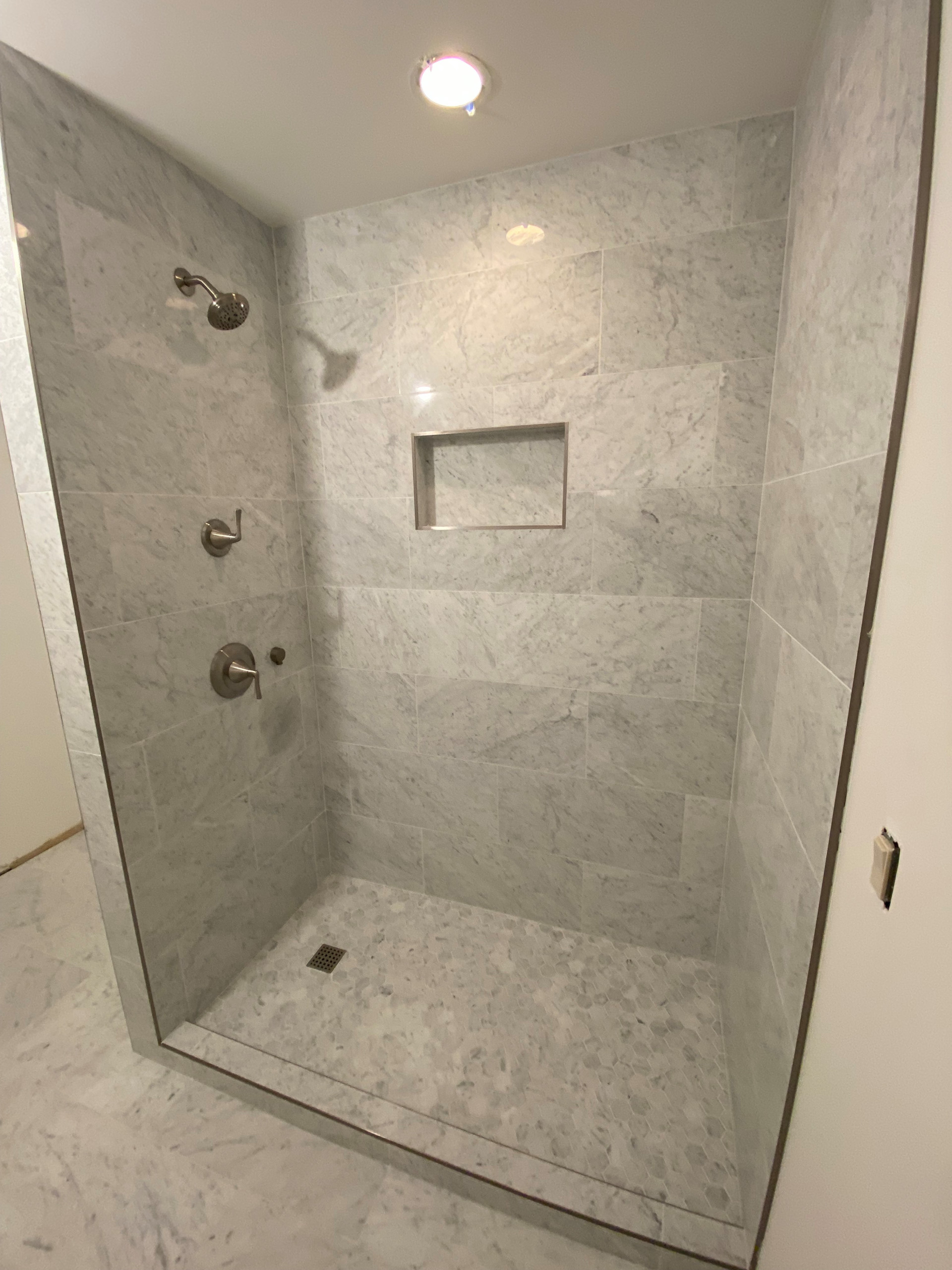 Carrara Bianco Marble Shower