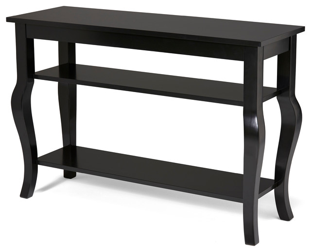 Lillian Wood Console Table With Curved Legs And 2 Shelves