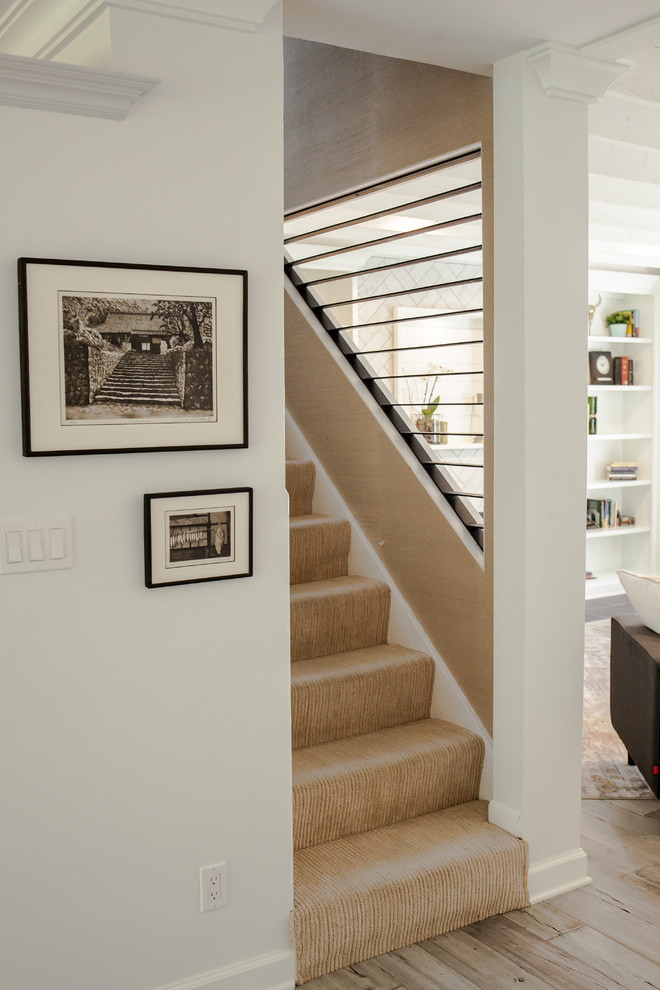 Inspiration for a transitional staircase remodel in Omaha