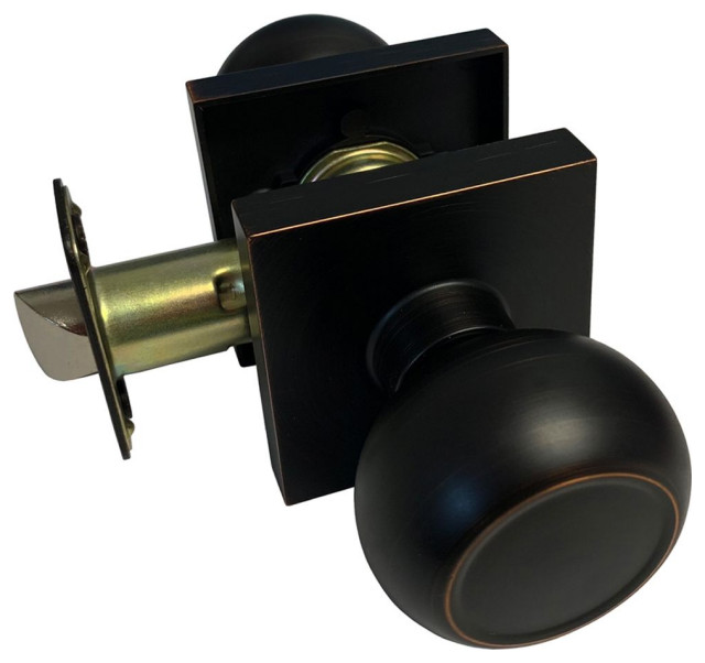 Square Plate Round Knob Contemporary Door Handle Transitional Doorknobs by eBuilderDirect