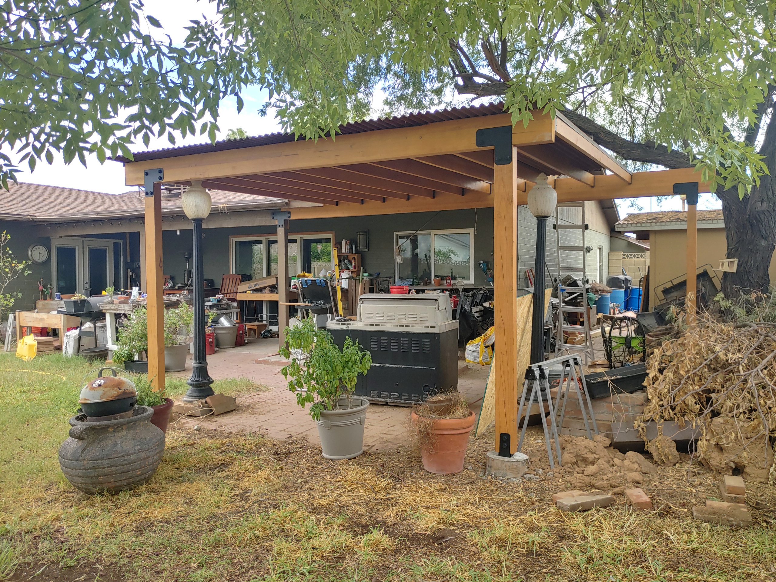 Outdoor Kitchen Cantilevered Porch Extention