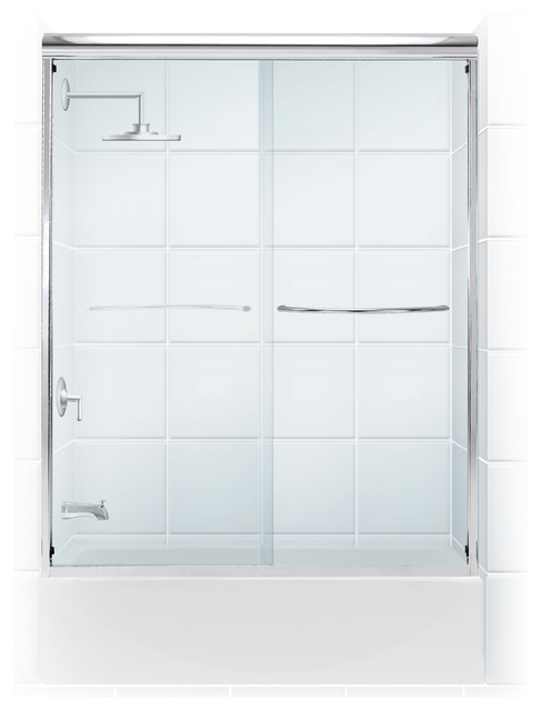 Coastal Shower Doors Paragon Series Contemporary Paragon 1 4 Frameless Sliding Tub Door Curved Bar Chrome 54