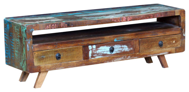 vidaXL Solid Reclaimed Wood TV Cabinet With 3-Drawer