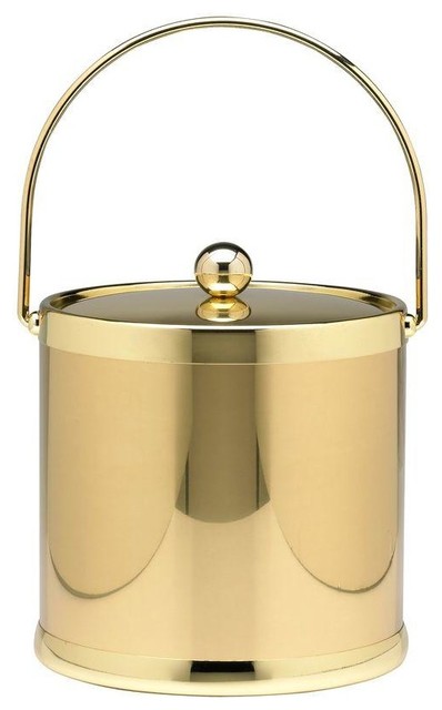 Kraftware Polished Brass Ice Bucket With Metal Lid - Contemporary - Ice ...