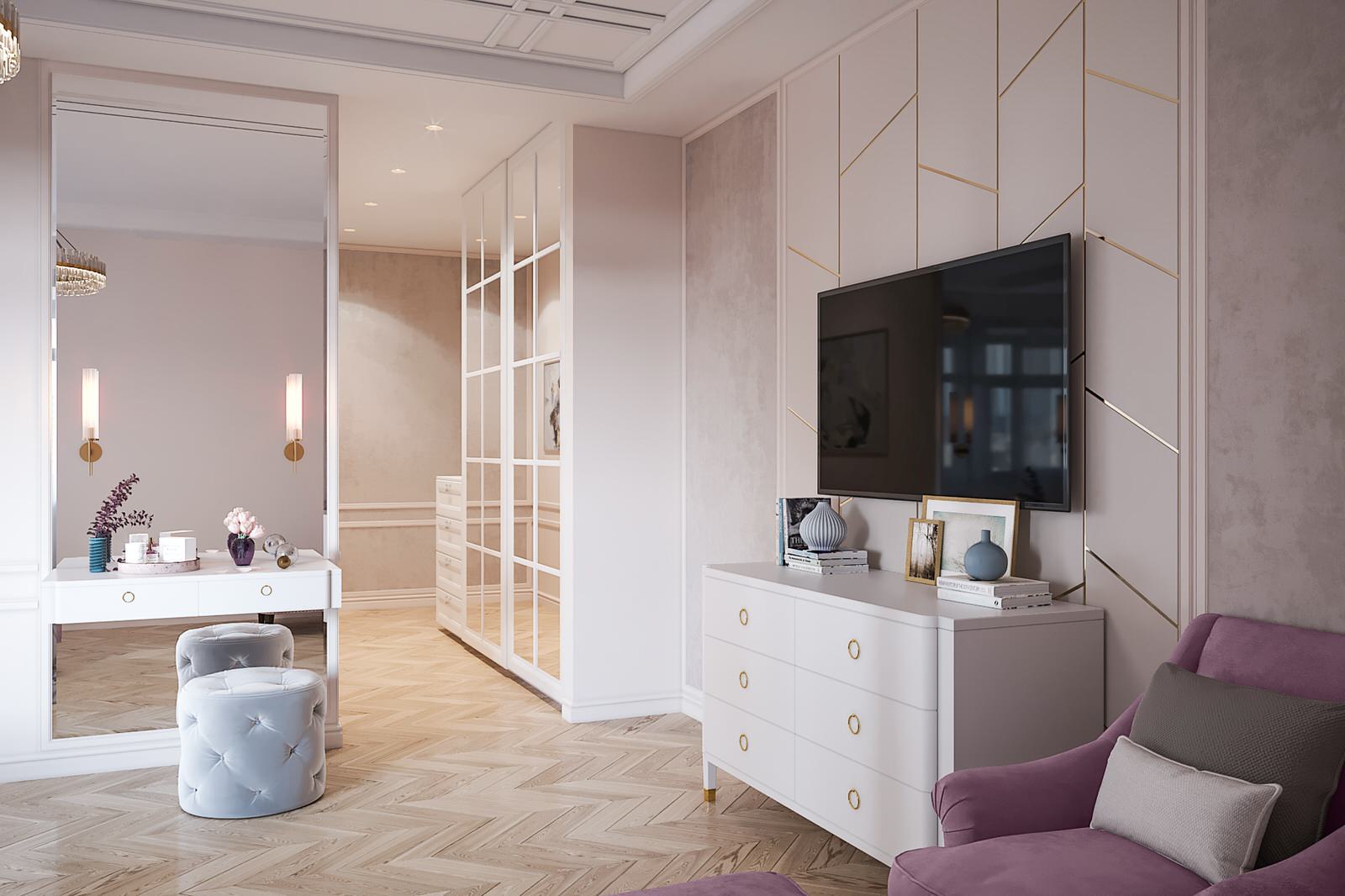 Дизайн квартиры 120 кв.м. в ЖК Донской Олимп: спальня хозяев