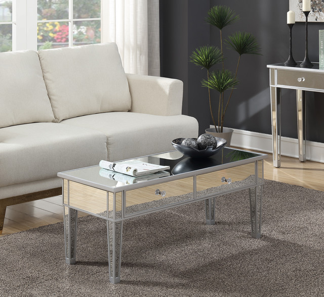 Gold Coast Mirror Coffee Table with Two Drawers Moderne Chicago par Convenience Concepts