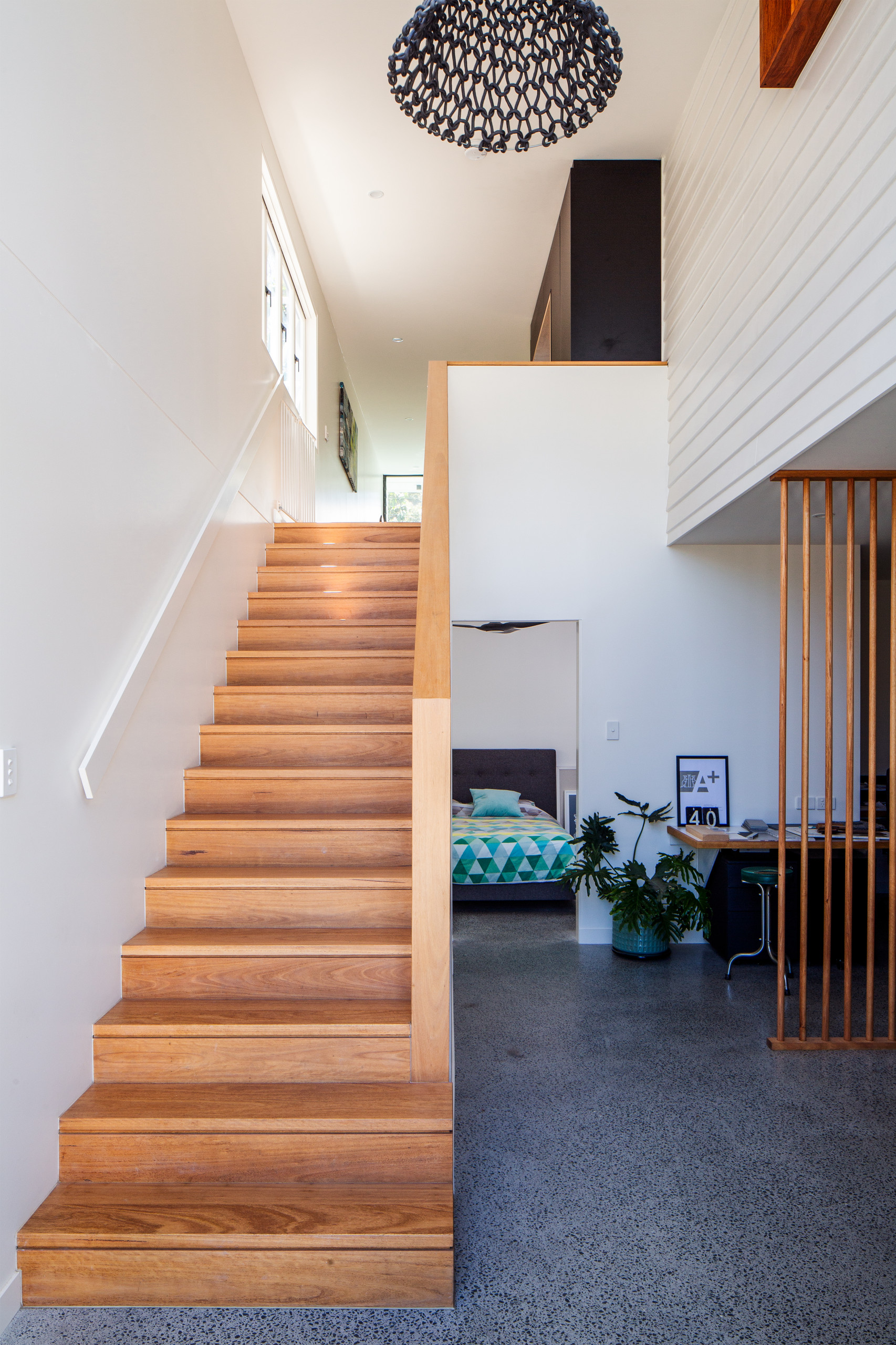 Finished timber staircase in renovated Australian home
