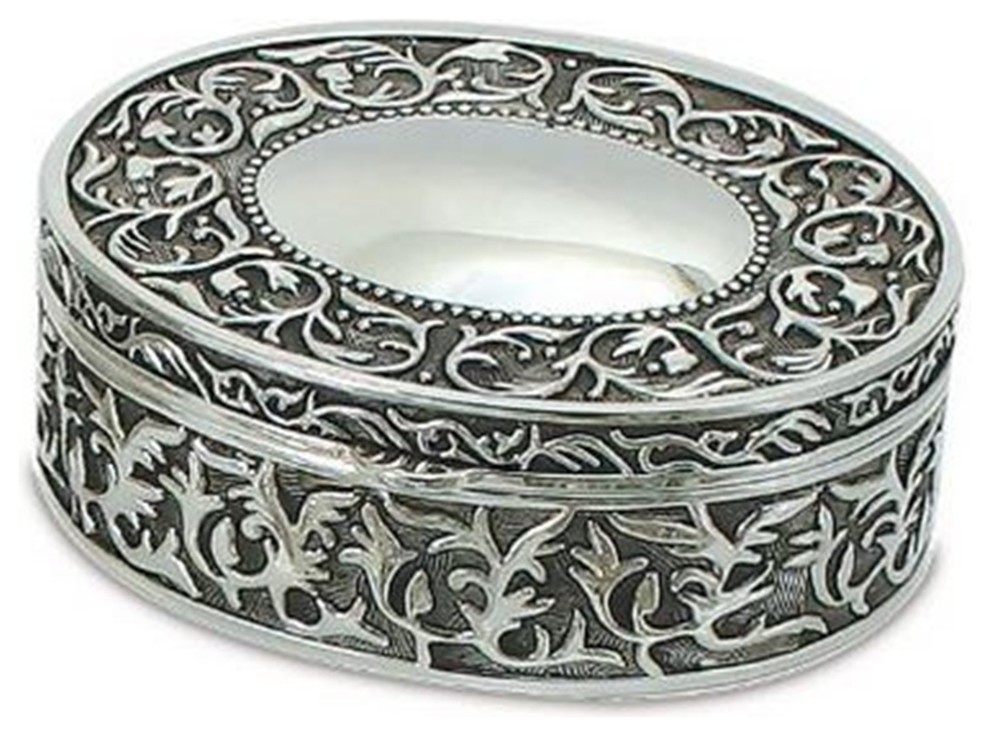 Elegance Nickel Plated Oval Jewelry Box Traditional Jewelry Boxes And Organizers by