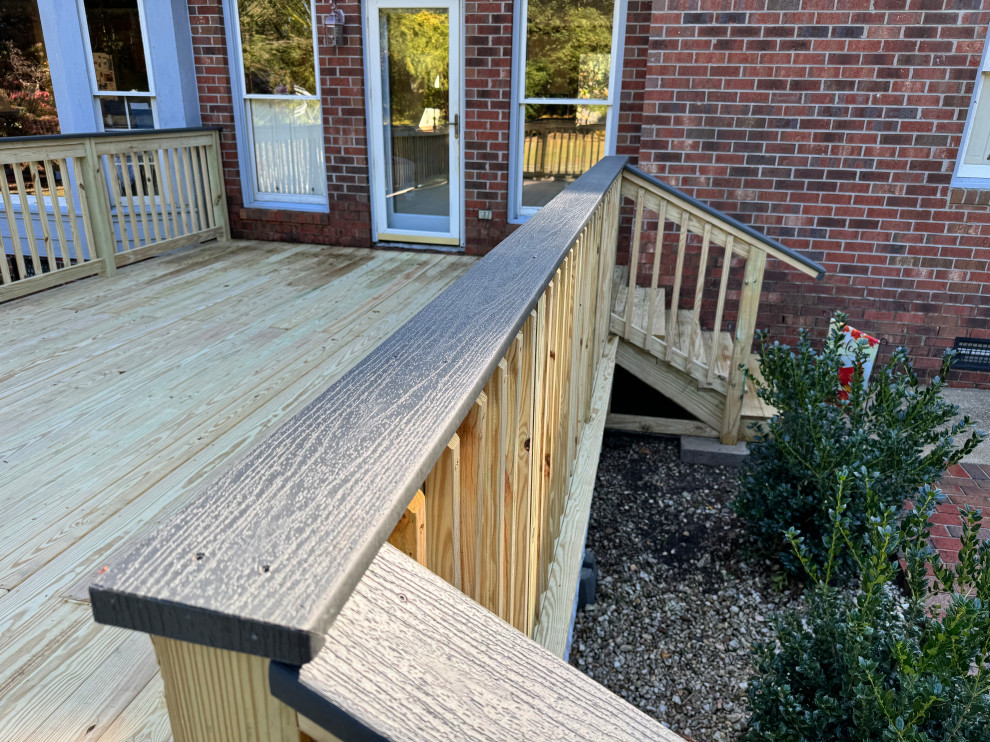 Deck with double stairs