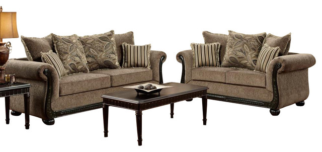 Chelsea Home Lily 3-Piece Living Room Set in Dream Java